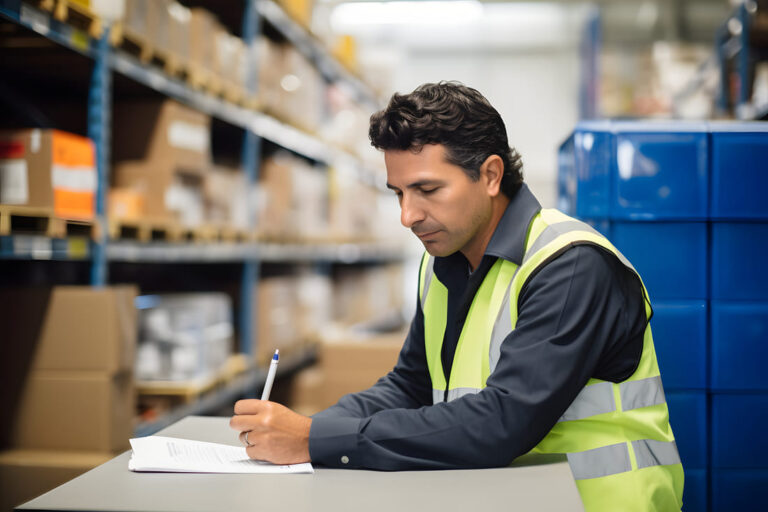 Trabajador en inspección de mercancía en Colombia